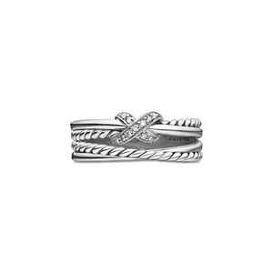 David Yurman X Crossover Ring With Diamonds